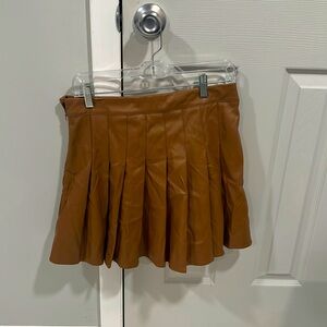 Brown Leather Mini Skirt